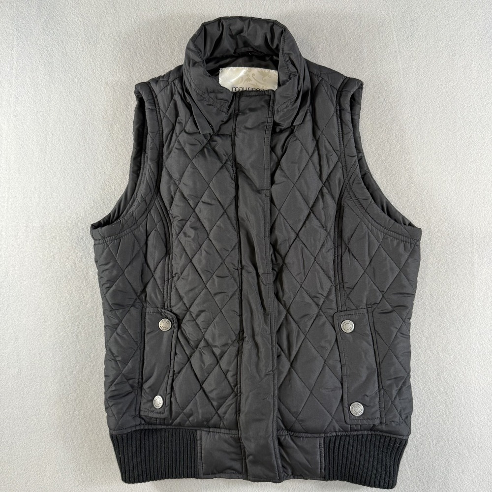 Maurices Black Quilted Puffer Vest Women's Size‎ Medium Insulated Snap Button